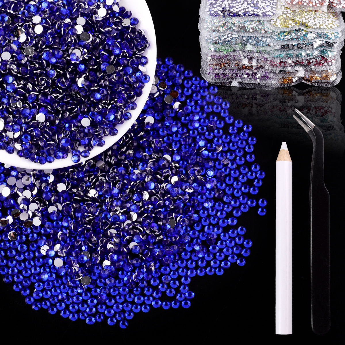 Bling Flashing White Flat Resin Rhinestones, Full Pack Solid Color Transparent Round Drills for Nail Art Decorations, Wedding Dress & Apparel Accessories