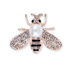 Korean Style 3D Eco-Friendly Alloy Pearl Full-Rhinestone Insect Bee Brooch Pin - Women's Fashion Lapel Accessory