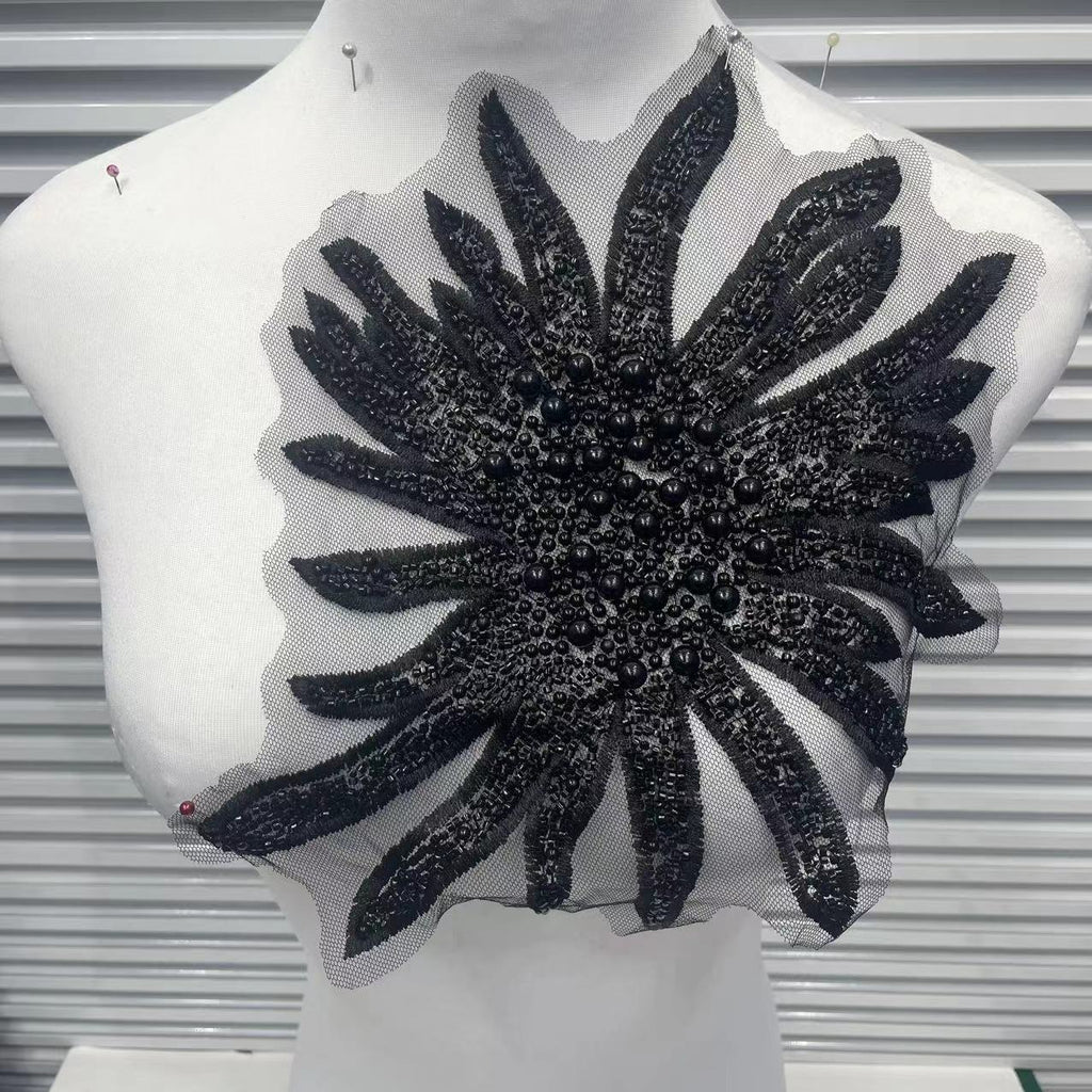 High-Quality Embroidery DIY Sequined Flower Beaded Lace Trim Collar Sewing Decor for Dresses & Garment Accessories