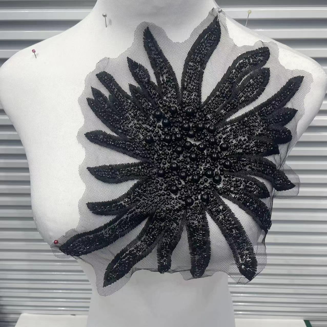 High-Quality Embroidery DIY Sequined Flower Beaded Lace Trim Collar Sewing Decor for Dresses & Garment Accessories