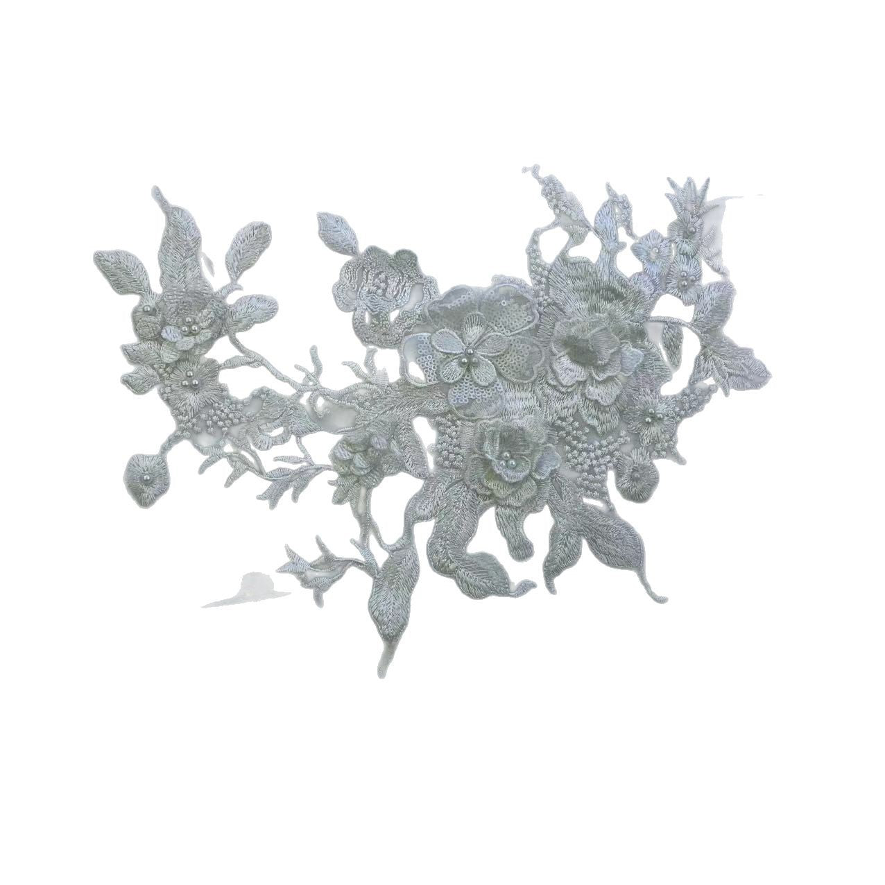 Colorful 3D Beaded Rhinestone Embroidered Lace Applique Patch - DIY Dressmaking Sewing Craft Supplies for Evening Gowns & Costumes