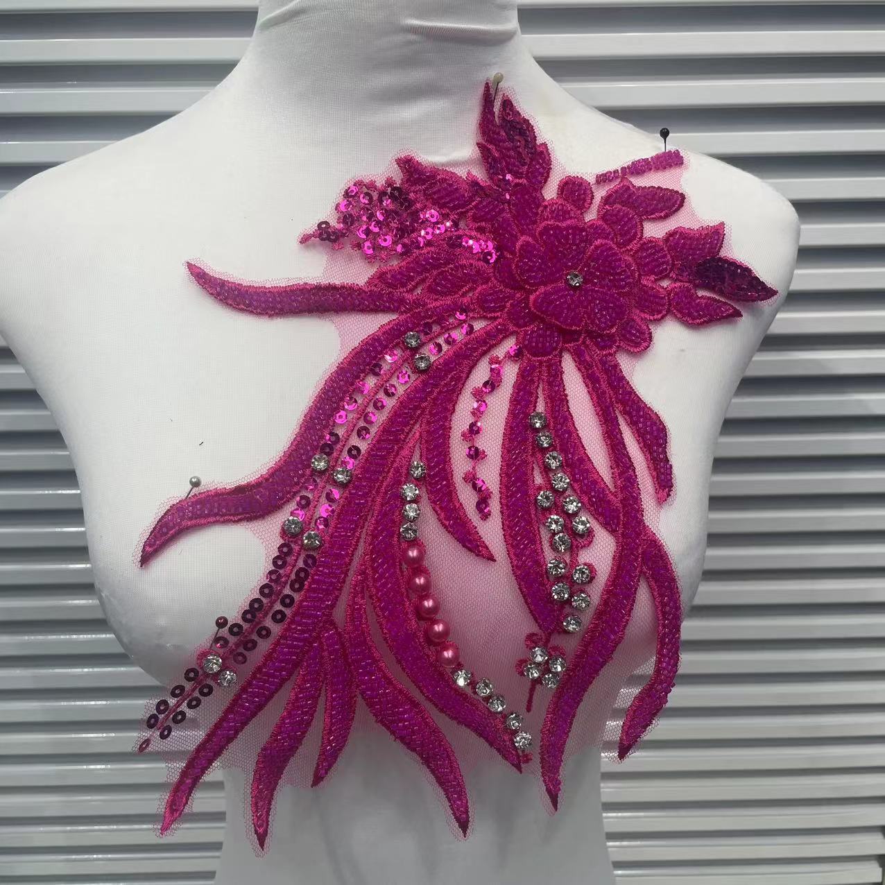 Lace Embroidery with Sequins Trim - Exquisite DIY Accessories for Wedding Dresses, Evening Gowns & Cheongsams