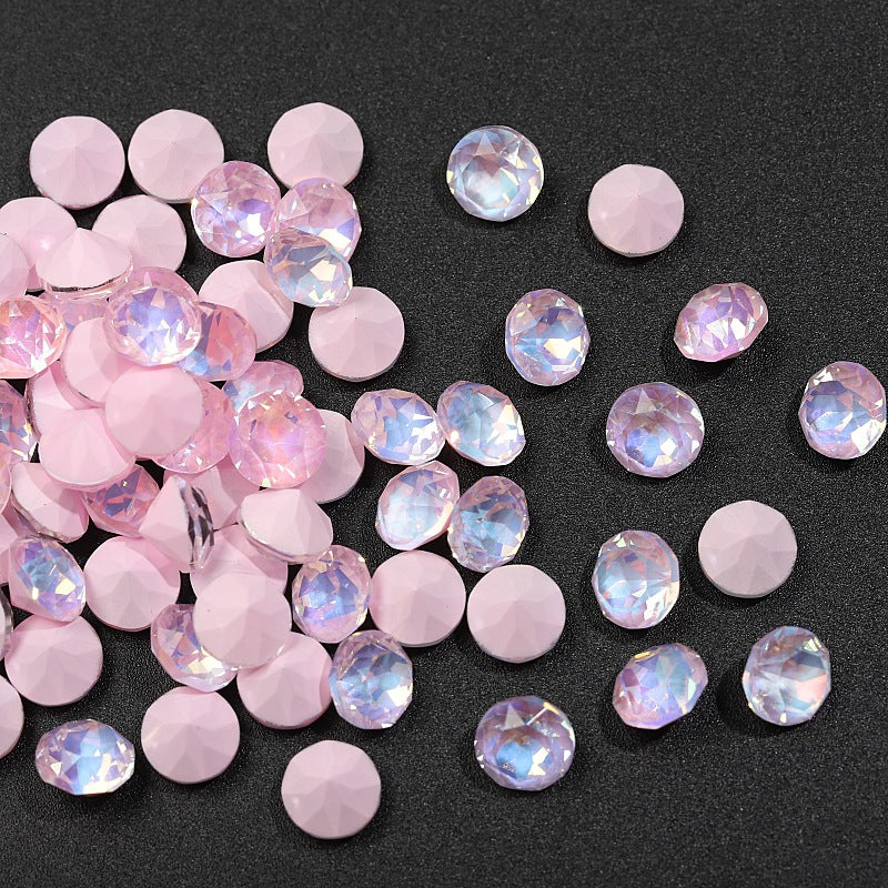 33-Facet 8mm Mocha Gradient Pointed-Back Nail Rhinestones – Mini Stacked Crystal Gems for DIY Manicure, Bag & Apparel Embellishments