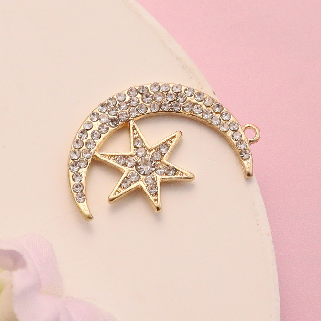 Vintage Star Moon Hollow Pendant Handmade Star Moon Pendant Bracelet Necklace Accessories DIY Alloy Accessories