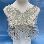 Lace and Sequin Embroidered Appliqué Patch for Front & Back of Wedding Dresses – DIY Decorative Trim with Elegant Lace & Sparkling Sequins for Bridal Gowns, Evening Wear & Custom Sewing Projects