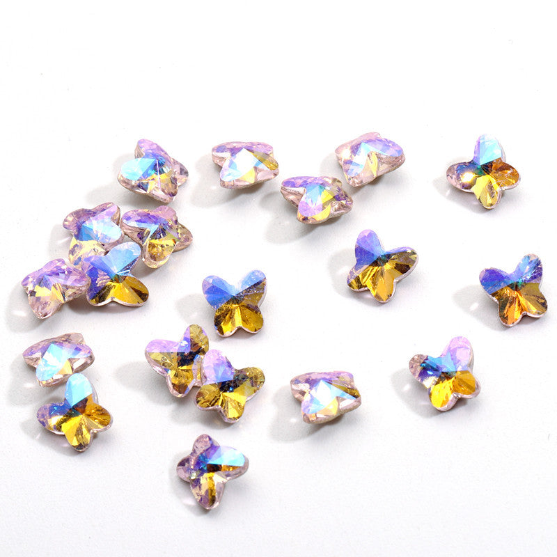 Crystal Butterfly Gradient Pointed-Back Nail Rhinestones – DIY Nail Art Supplies, Special-Shaped Glass Gems for Press-On Manicure Decorations