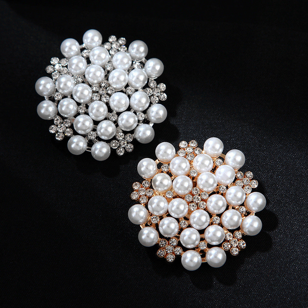 Korea style full pearl swan rhinestone flower brooch pin -women's fashion accessories