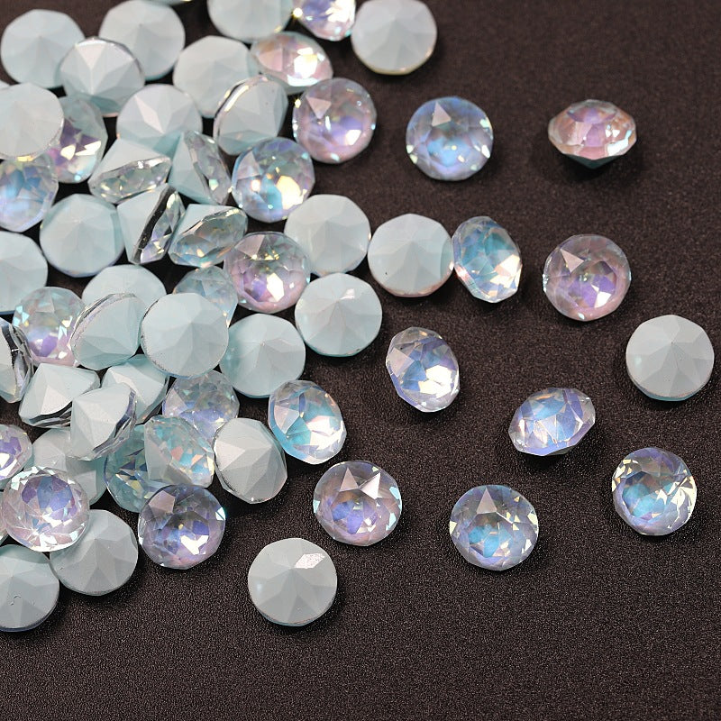 33-Facet 8mm Mocha Gradient Pointed-Back Nail Rhinestones – Mini Stacked Crystal Gems for DIY Manicure, Bag & Apparel Embellishments