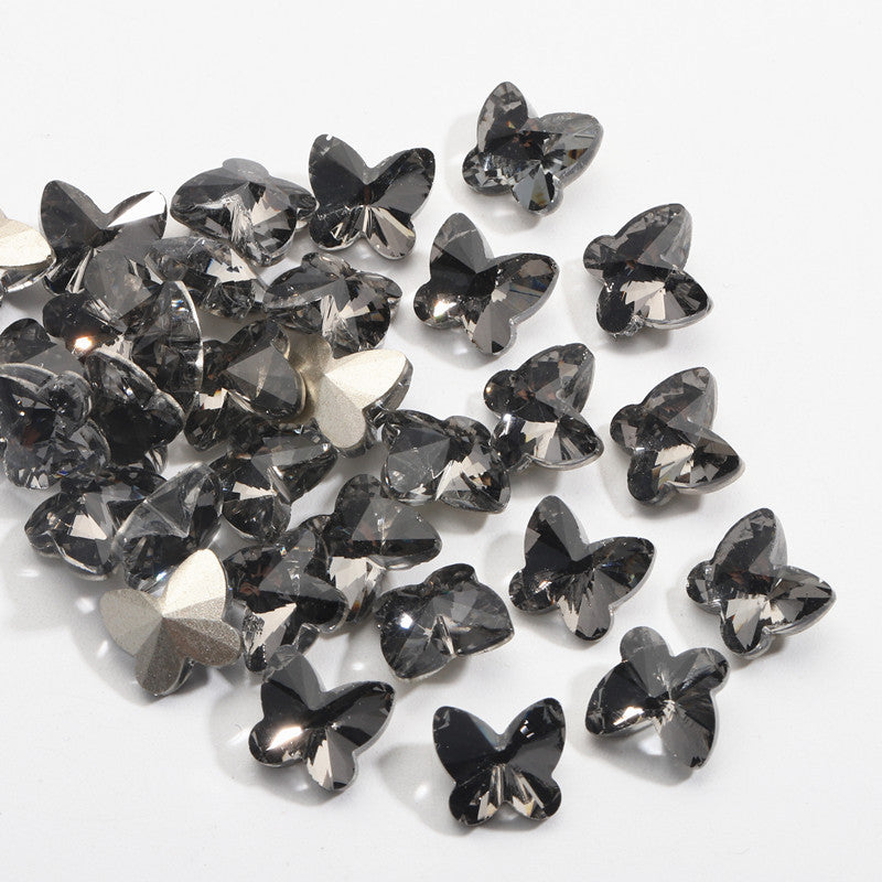 Crystal Butterfly Gradient Pointed-Back Nail Rhinestones – DIY Nail Art Supplies, Special-Shaped Glass Gems for Press-On Manicure Decorations