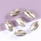 White Gold Plated Marquise Pointed-Back Rhinestones with Holes for Sewing