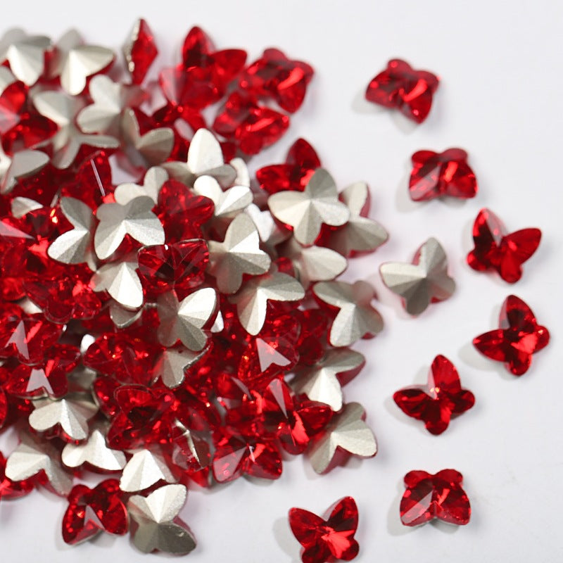 Crystal Butterfly Gradient Pointed-Back Nail Rhinestones – DIY Nail Art Supplies, Special-Shaped Glass Gems for Press-On Manicure Decorations