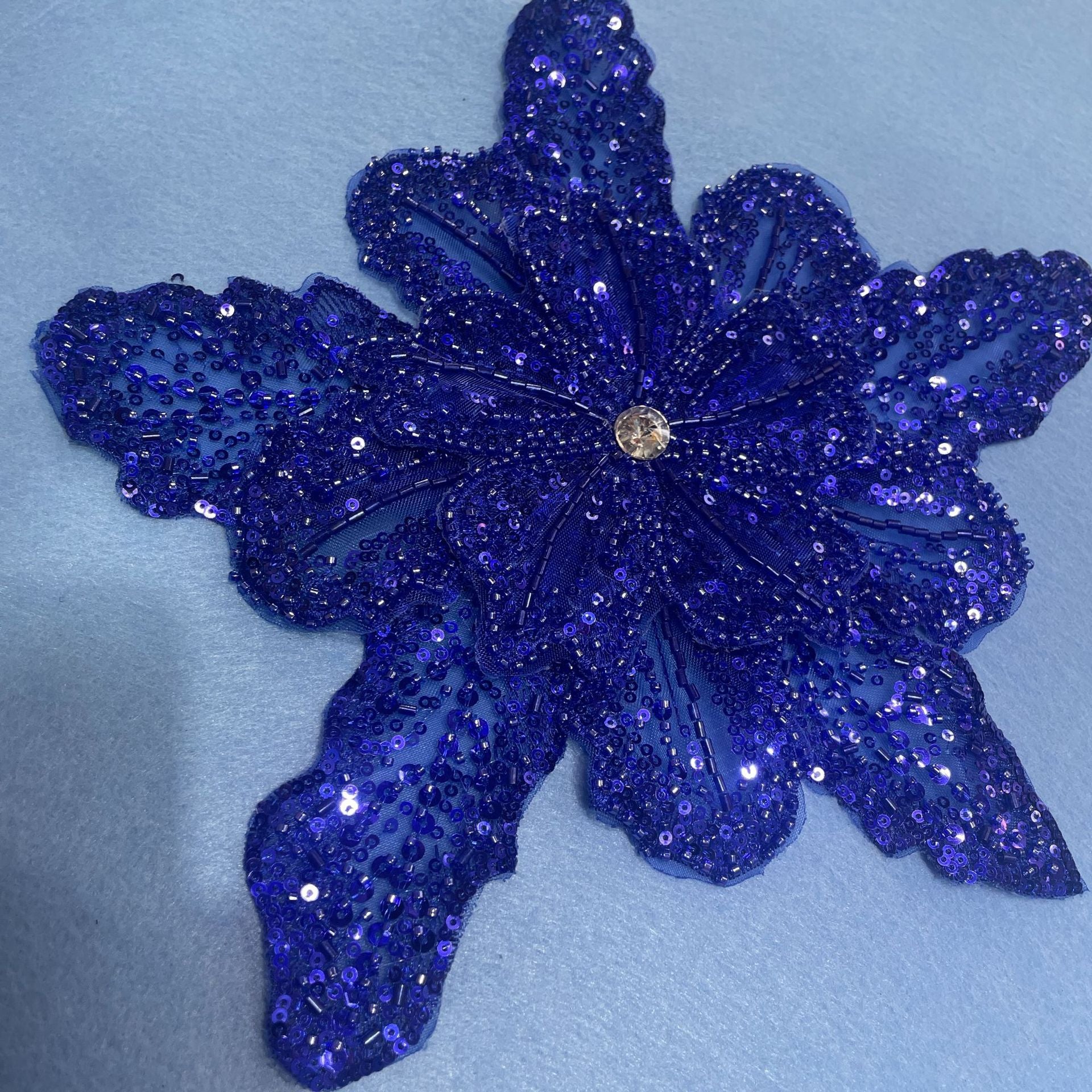 Multicolor Layered Sequin & Beaded 3D Floral Appliqué – Decorative Patch for Dresses, Evening Gowns & Bridal Fashion Accessories