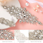 9 Pcs Rhinestone Applique Patches with Back Glue, Sparkling Iron-on Gems for Dancewear, Performance Costumes, Ice Skating Dress, Garment Embellishment