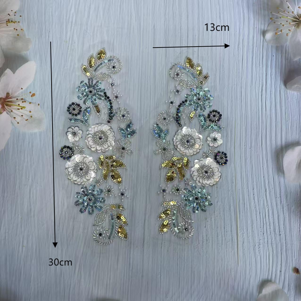 Heavy - Duty Appliqué Embroidered Collar Flower with Beading - 3D Beaded Embroidery for Wedding Dress DIY, Hot - Selling Accessory