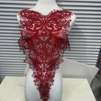 Heavy Embellished Lace & Sequin Appliqué for Front & Back of Wedding Dresses – DIY Decorative Trim with Intricate Embroidery for Bridal Gowns & Evening Wear