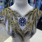 Multicolor Hand-Beading Lace Trim with Crystal Glass Rhinestones & Seed Beads – Embellished DIY Appliqué for Wedding Dresses, Evening Gowns, Qipao & Bridal Fashion Sewing Projects