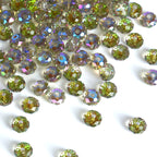 3A Plated Aurora Iridescent Glass Crystal Beads - Faceted Flat Round Loose Beads