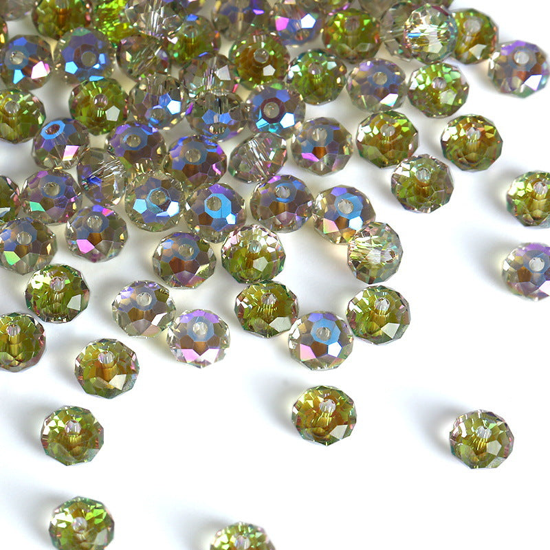 3a Plated Aurora Iridescent Glass Crystal Beads - Faceted Flat Round Loose Beads For Diy Jewelry Accessories