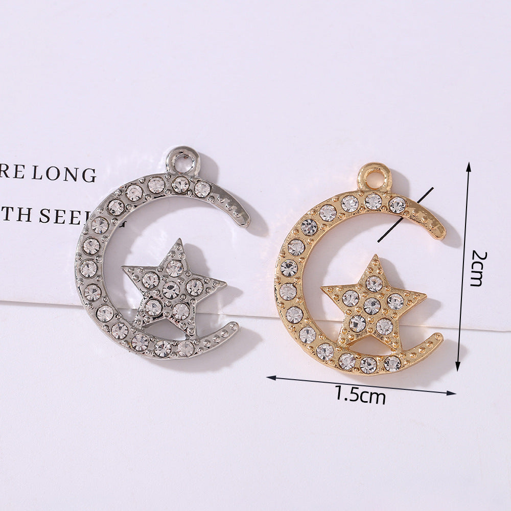 Vintage Star Moon Hollow Pendant Handmade Star Moon Pendant Bracelet Necklace Accessories DIY Alloy Accessories