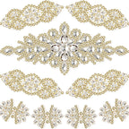 9 Pcs Rhinestone Applique Patches with Back Glue, Sparkling Iron-on Gems for Dancewear, Performance Costumes, Ice Skating Dress, Garment Embellishment