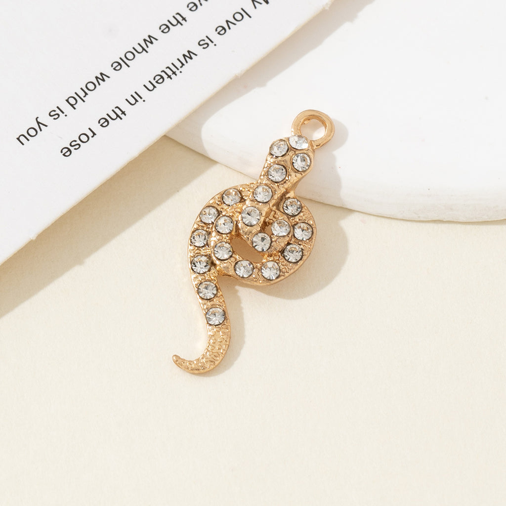 Cross Border New Diamond Inlaid Snake Shaped Alloy Pendant Bracelet Necklace Earring Accessories High-end Diy Material Accessories