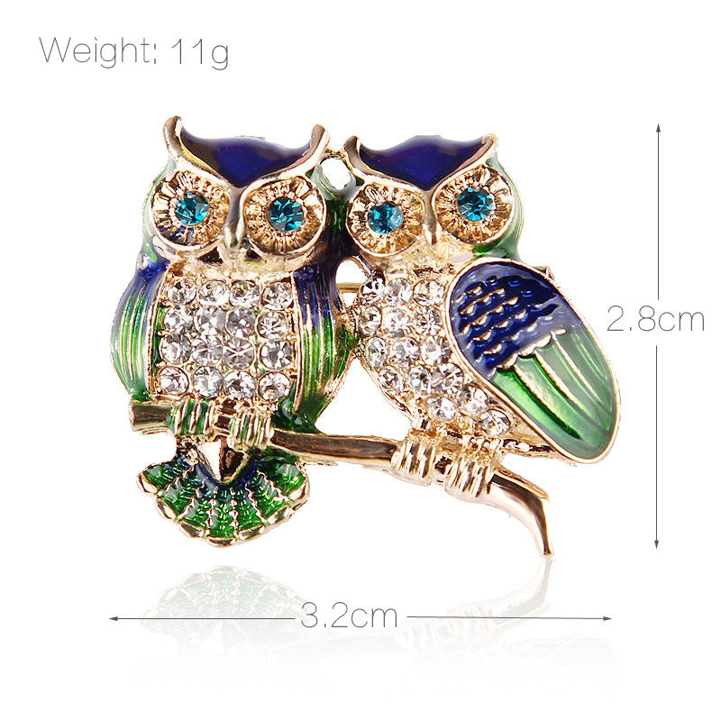 Quirky Twin Owl Brooch Pin - Creative Cartoon Kawaii Animal Jewelry, J-Korea Style Statement Accessory