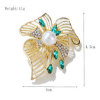 Luxury Vintage Emerald Pearl Brooch Pin | Heavy-Duty Niche Elegant Women's Accessory