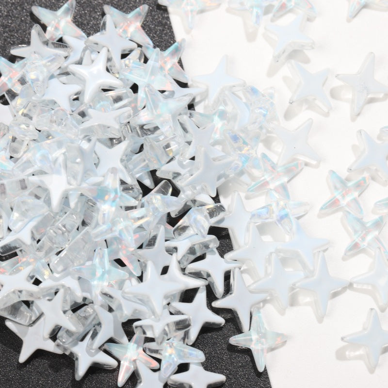 K9 Glass Mocha Aurora 4-Point Star Rhinestones – Flat-Back Iridescent Gems for Nail Art & Phone Charms