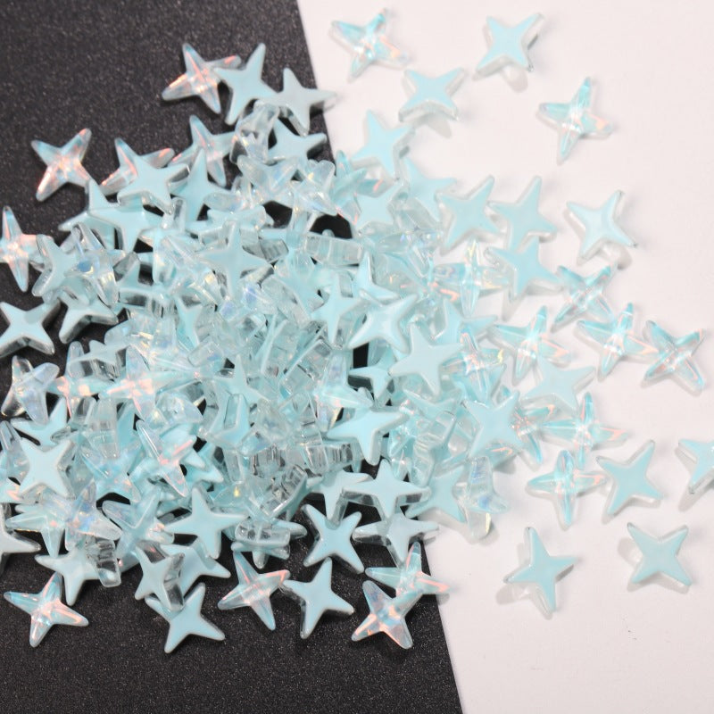 K9 Glass Mocha Aurora 4-Point Star Rhinestones – Flat-Back Iridescent Gems for Nail Art & Phone Charms