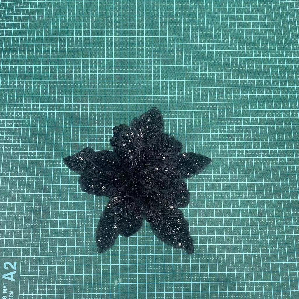 Large Floral Lace Appliqué with Embroidery, Sequins & Beading – Sparkling DIY Trim for Wedding Dresses, Evening Gowns & Bridal Fashion Accessories