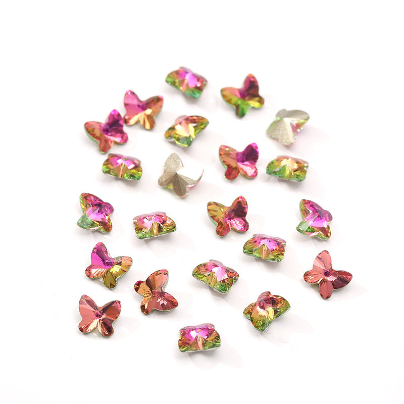 Crystal Butterfly Gradient Pointed-Back Nail Rhinestones – DIY Nail Art Supplies, Special-Shaped Glass Gems for Press-On Manicure Decorations