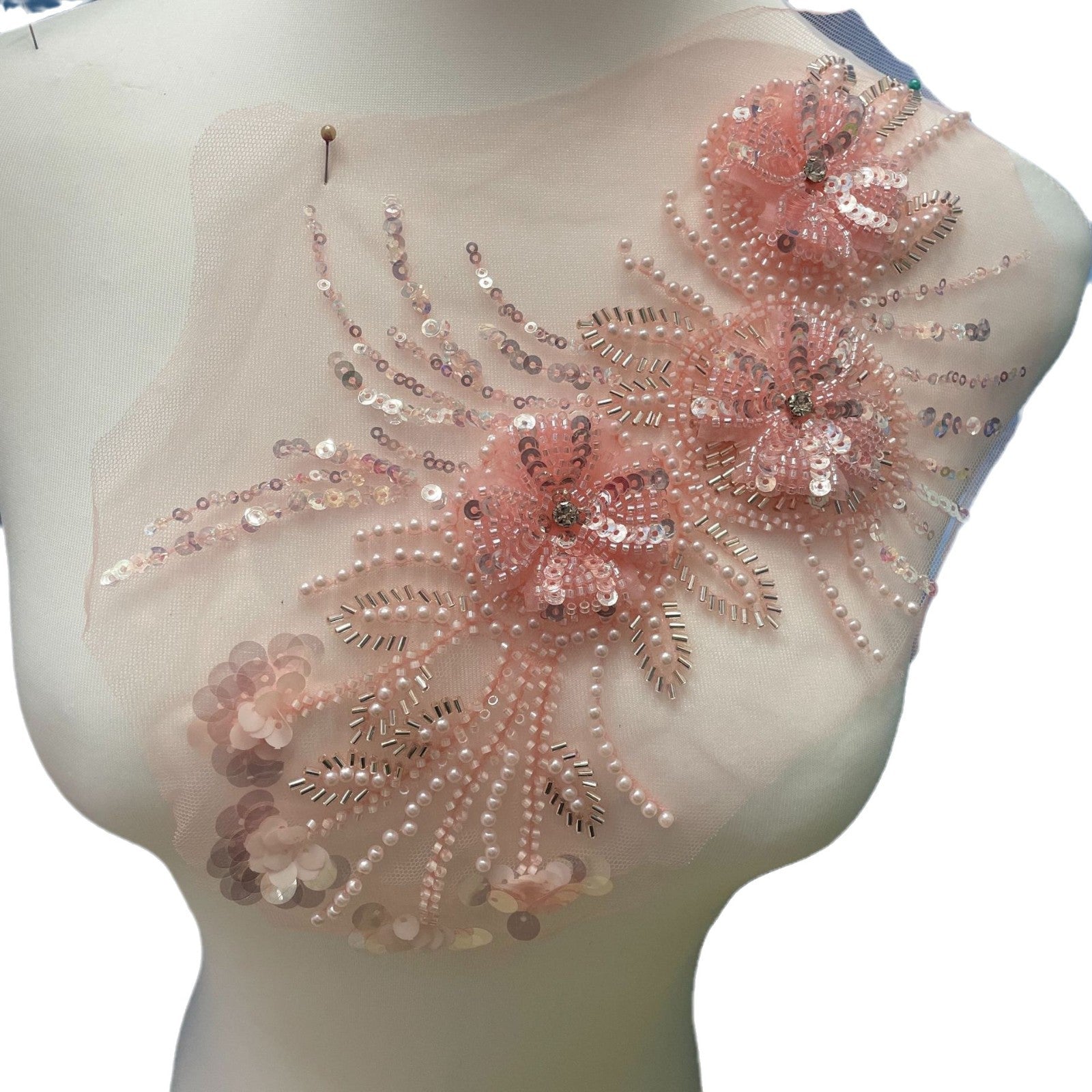 Multicolor Lace Trim with Embroidered Flowers, Sequins & Tube Beads – Heavy Beaded DIY Appliqué for Wedding Dresses, Evening Gowns, Stage Costumes & Bridal Fashion Sewing Projects