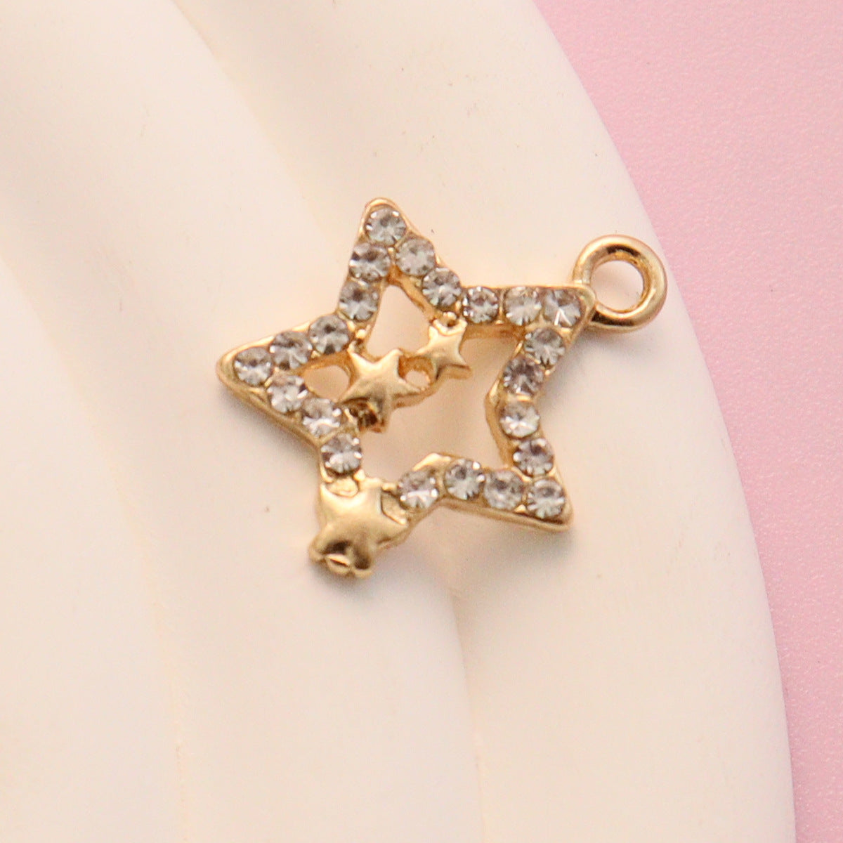 Cross Border Hollow Pentagram Diamond Inlaid Small Pendant Alloy Jewelry Accessories Diy Accessories Pendant Bracelet Clothing Material