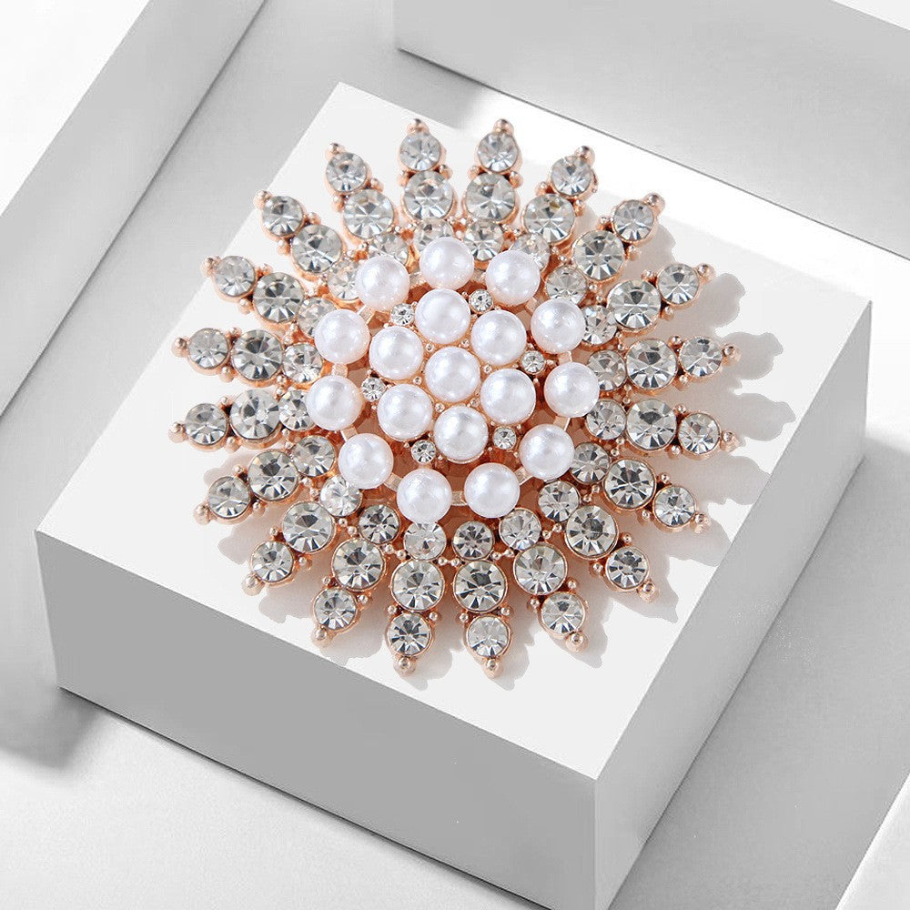 Korea style full pearl swan rhinestone flower brooch pin -women's fashion accessories