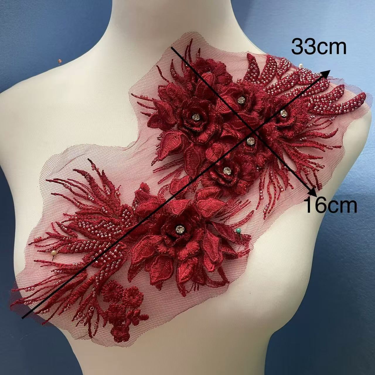 Multicolor Lace Trim with Embroidered Flowers, Beading & Crystal Glass Rhinestones – Sparkling DIY Appliqué for Wedding Dresses, Evening Gowns, Stage Costumes & Fashion Embellishment