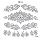 9 Pcs Rhinestone Applique Patches with Back Glue, Sparkling Iron-on Gems for Dancewear, Performance Costumes, Ice Skating Dress, Garment Embellishment