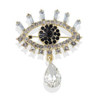 Korean Style Fashionable Crystal Teardrop Glasses with Diamond-Accented Alloy Brooch Pin Corsage for Men's & Women's Apparel Accessories (Eye-Themed)