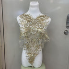 Heavy Embellished Lace & Sequin Appliqué for Front & Back of Wedding Dresses – DIY Decorative Trim with Intricate Embroidery for Bridal Gowns & Evening Wear