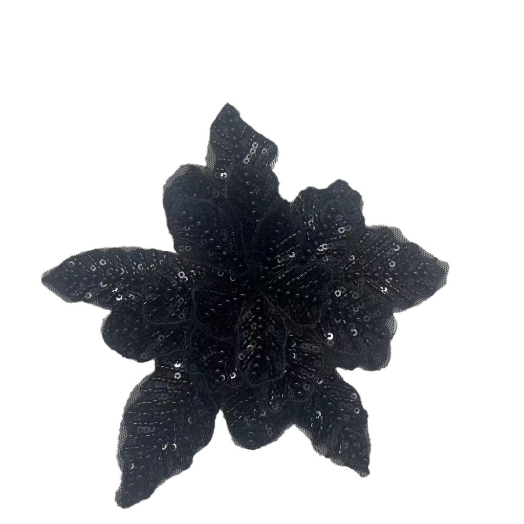 Large Floral Lace Appliqué with Embroidery, Sequins & Beading – Sparkling DIY Trim for Wedding Dresses, Evening Gowns & Bridal Fashion Accessories