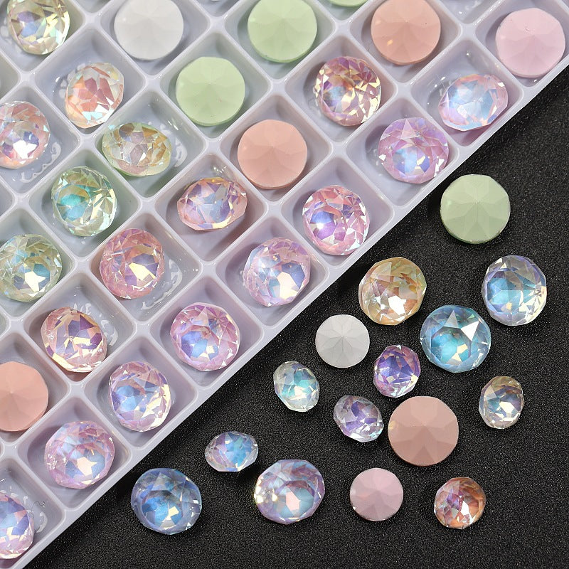 33-Facet 8mm Mocha Gradient Pointed-Back Nail Rhinestones – Mini Stacked Crystal Gems for DIY Manicure, Bag & Apparel Embellishments