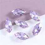 White Gold Plated Marquise Pointed-Back Rhinestones with Holes for Sewing