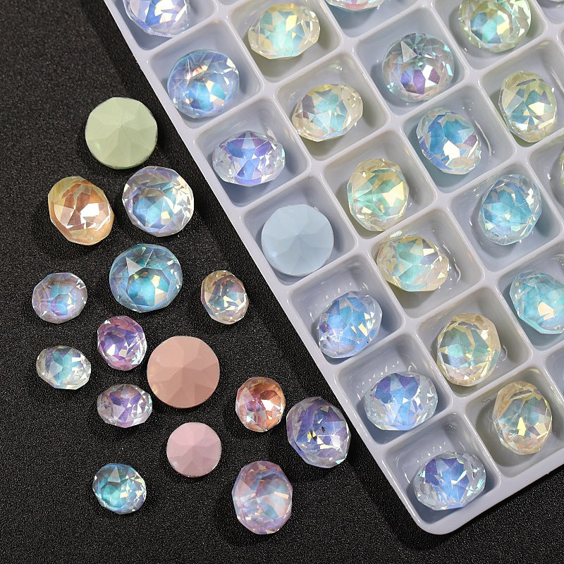 33-Facet 8mm Mocha Gradient Pointed-Back Nail Rhinestones – Mini Stacked Crystal Gems for DIY Manicure, Bag & Apparel Embellishments