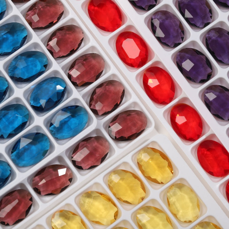 K9 Glass 10x14mm Ice Oval Pointed-Back Rhinestones – Bulk Colorful Marquise Gems for Nail Art