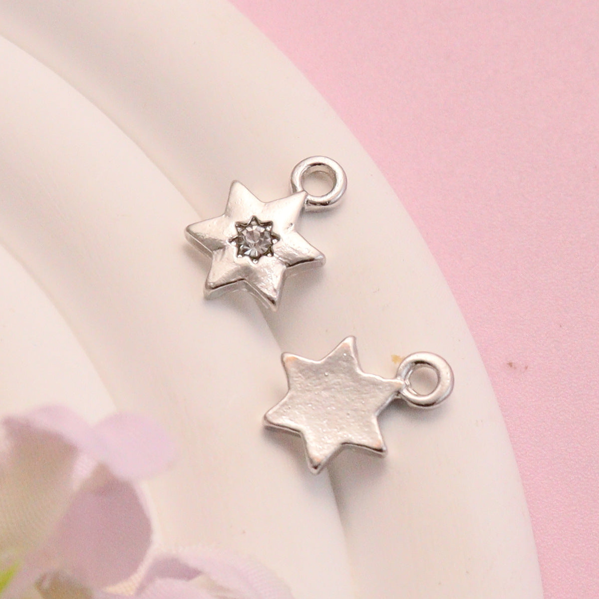 Alloy Pentagram Diamond Inlaid Small Pendant, Star Jewelry Accessories, Clothing Necklace, Mobile Phone Chain, Diy Material Small Pendant