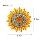 Women's Eco Alloy Enamel Sunflower Brooch - Crystal Rhinestone Flower Pin, Fashion Botanical Accessory