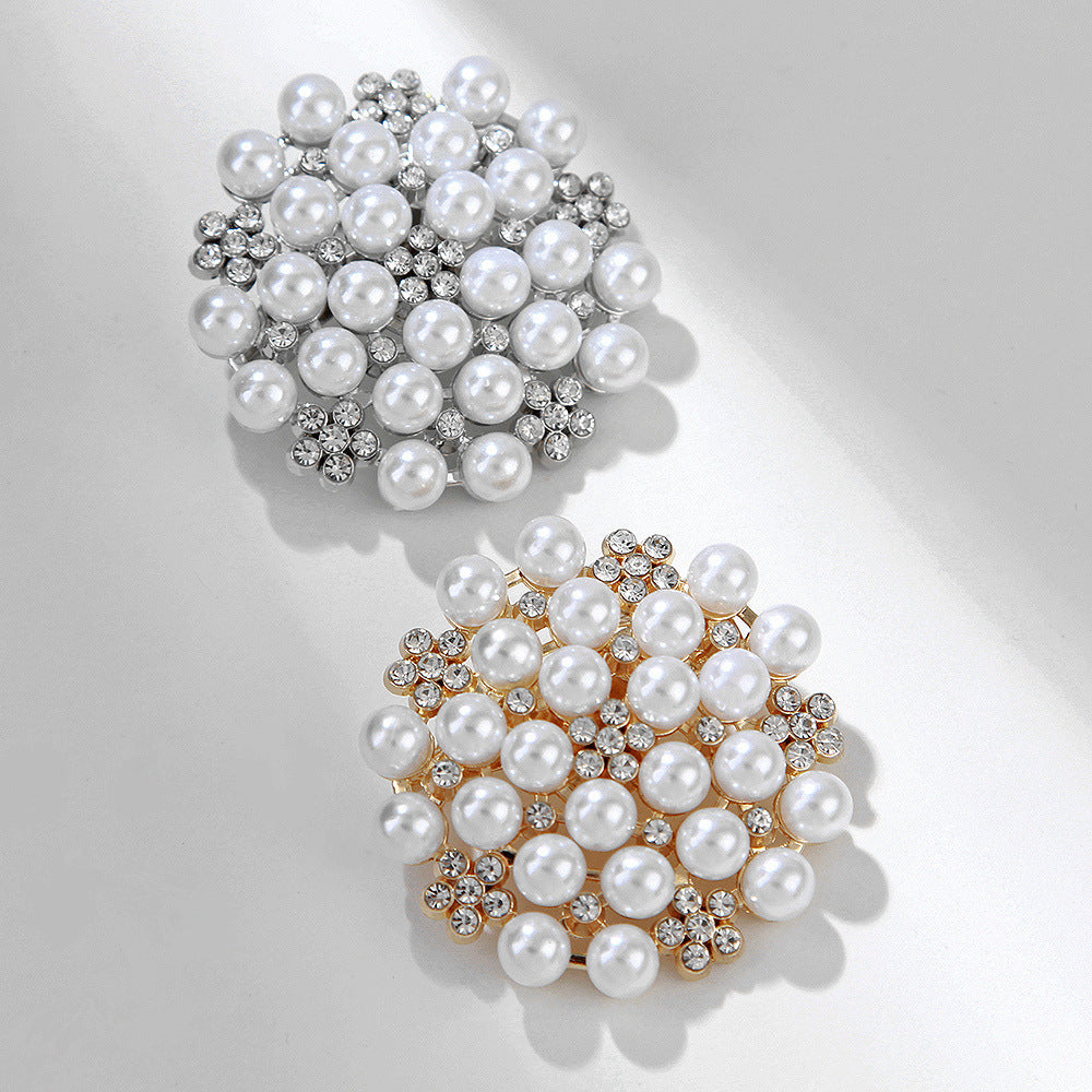 Women's Eco Alloy Camellia Brooch - Crystal Pearl Flower Pin, Korean-Inspired Luxury Fashion Jewelry