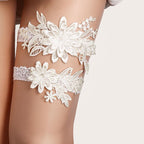 Bridal Garter Set, Light Blue 3d Flower Lace Garter Belt, Stretch Elastic Non-slip Wedding Garter For Bride