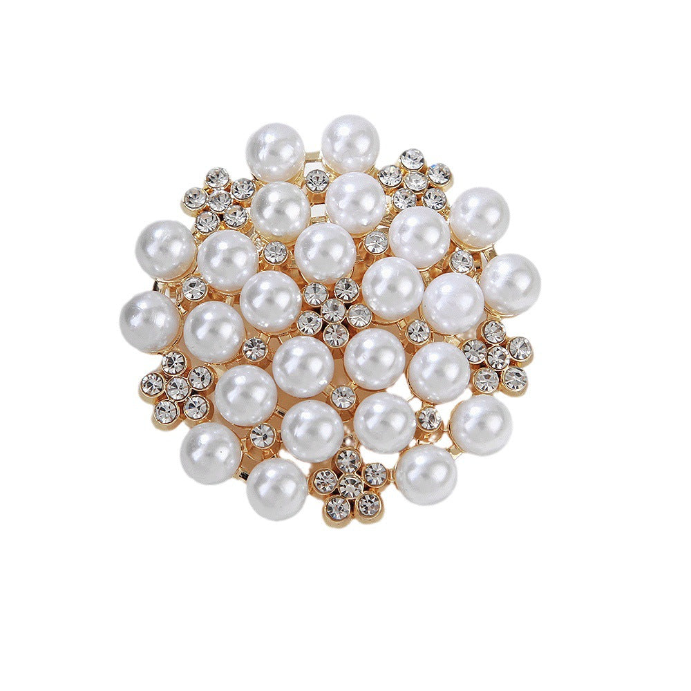 Women's Eco Alloy Camellia Brooch - Crystal Pearl Flower Pin, Korean-Inspired Luxury Fashion Jewelry