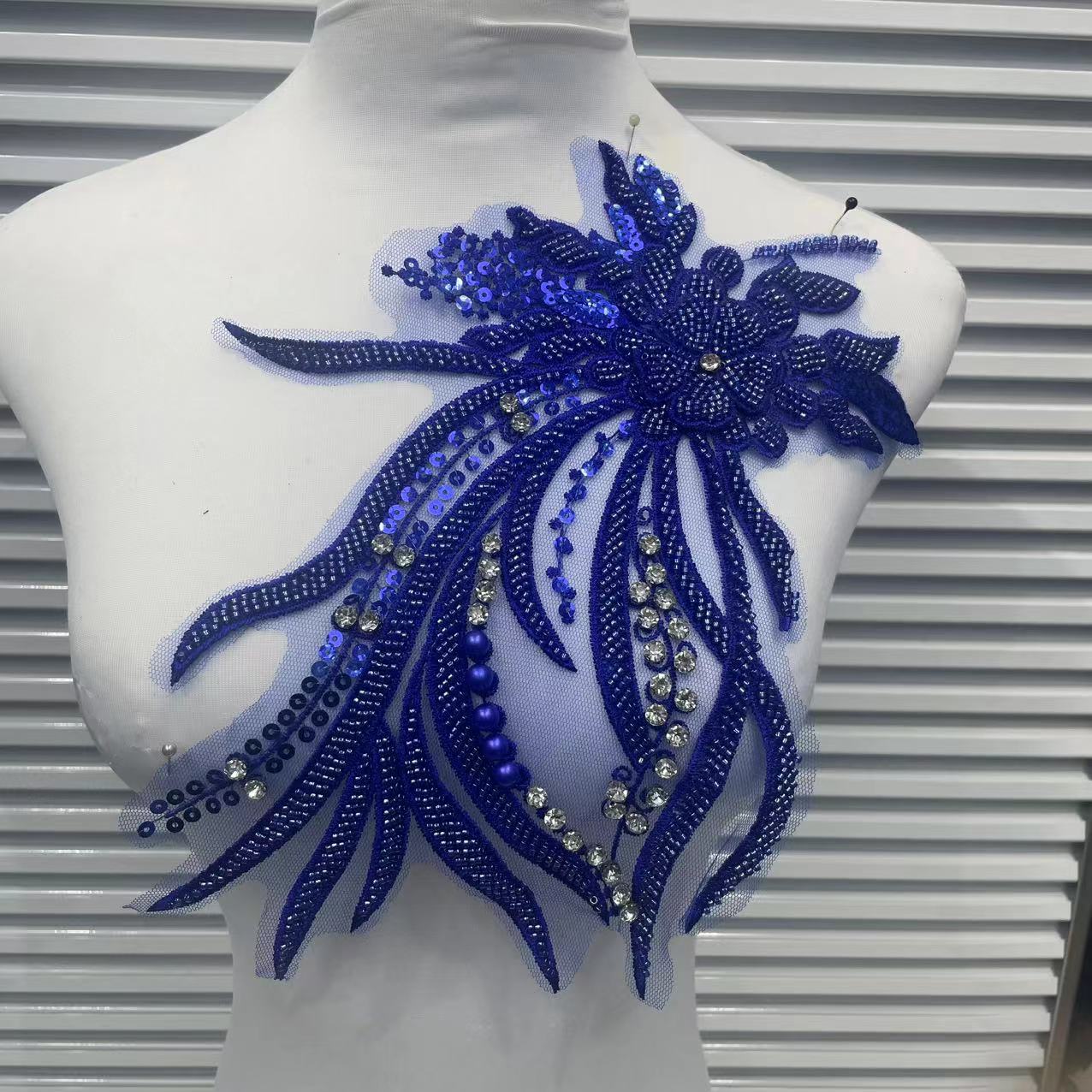 Lace Embroidery with Sequins Trim - Exquisite DIY Accessories for Wedding Dresses, Evening Gowns & Cheongsams