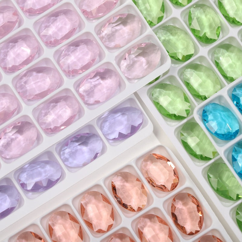 K9 Glass 10x14mm Ice Oval Pointed-Back Rhinestones – Bulk Colorful Marquise Gems for Nail Art